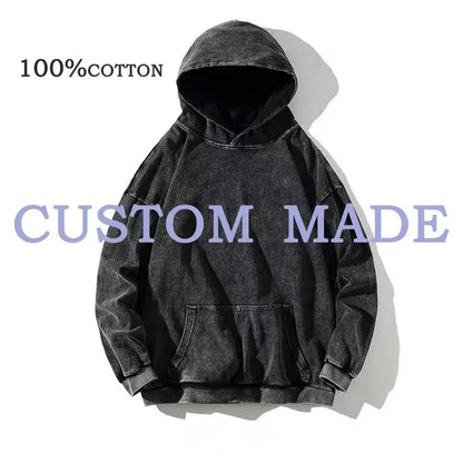 Customizable Retro Washed Cotton Oversized Hoodies