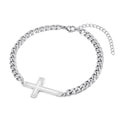 Christmas Gifts for Mens - Silver Cross Bracelet for Men Stainless Steel Bracelets for Mens Bracelets Jewelry Gifts for Boyfriend Cuban Chain Bracelets Silver Bracelets for Mens Jewelry Gifts for Men
