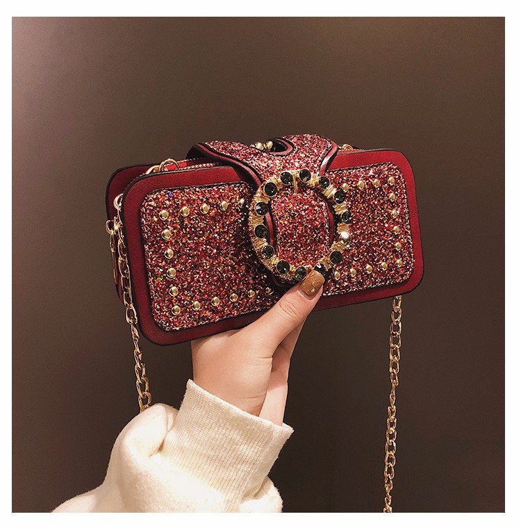 Trendy Sequin Women's Shoulder Bag with Chain Strap