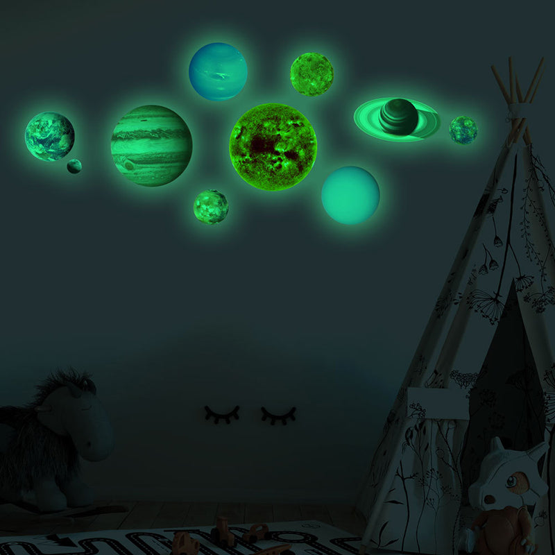 Glow-in-the-Dark Planet Wall Stickers for Kids' Room