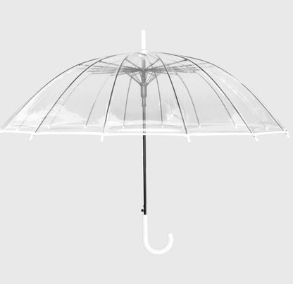 16 Rib Transparent Long Handle Umbrella