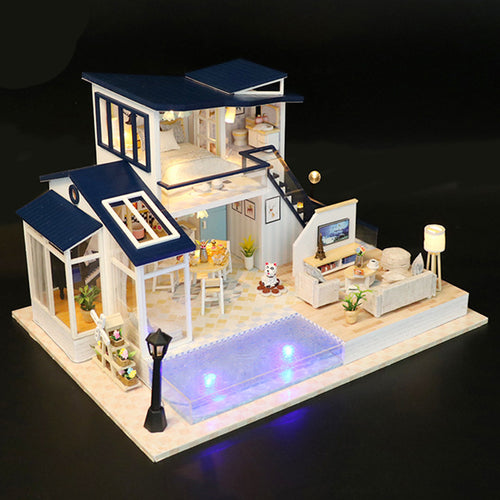 DIY Sound-Light Model Toy Cabin for Christmas Gift