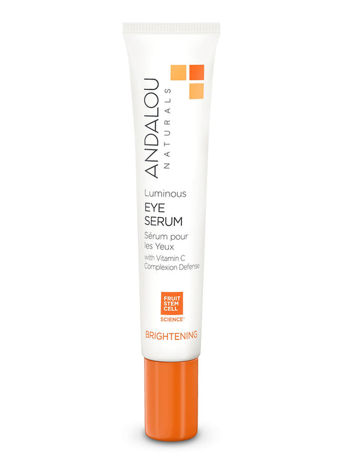 Andalou Naturals Luminous Eye Serum Brightening Eye Cream for Dark Circles and Puffiness Vitamin C Caffeine & Goji Glycopeptides for a Lighter Tighter Brighter Appearance 0.6 Ounce