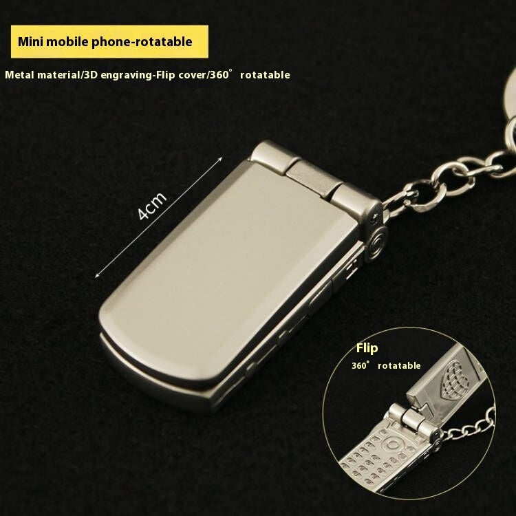 Mini Mobile Phone Flip Rotating Keychain