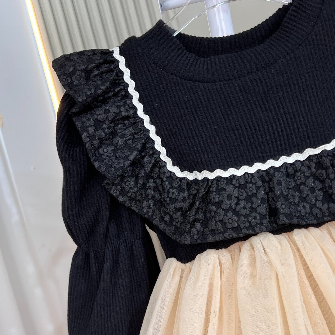 Floral Embroidered Lace Princess Dress for Girls