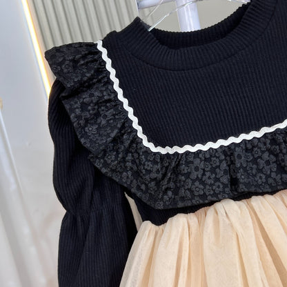 Floral Embroidered Lace Princess Dress for Girls
