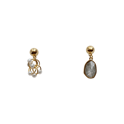 S925 Silver Asymmetrical Pearl Stud Earrings for Students