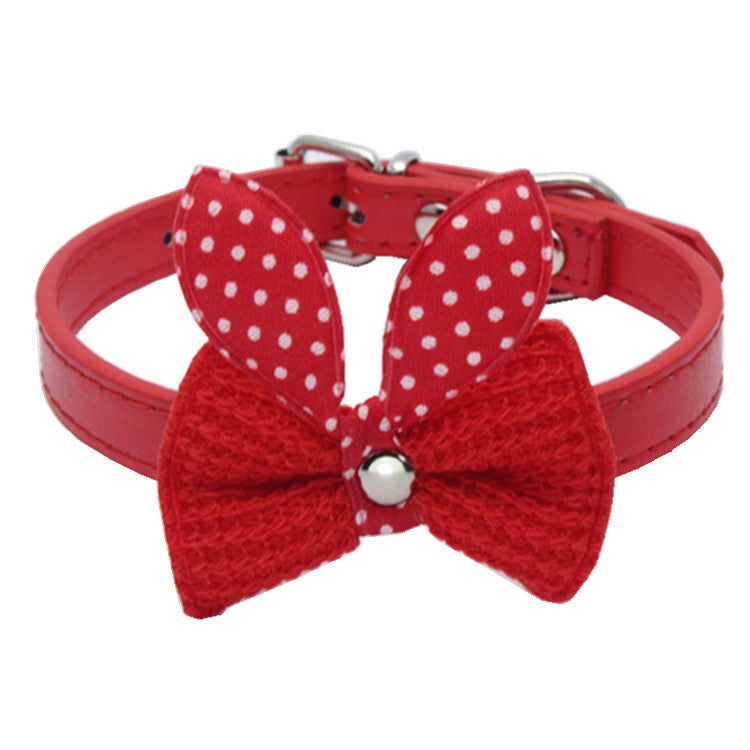 Wool Knitted Bow Pet Collar