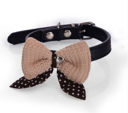 Wool Knitted Bow Pet Collar