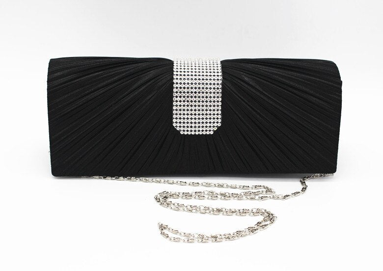 Black Satin Silk Evening Clutch Purse for Women