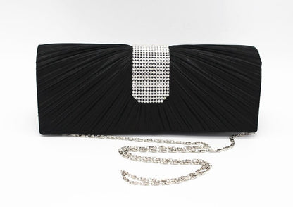 Black Satin Silk Evening Clutch Purse for Women