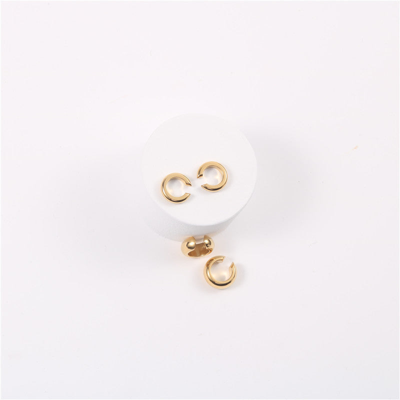 Fashionable Gold-Plated Titanium Steel Clip-On Earrings