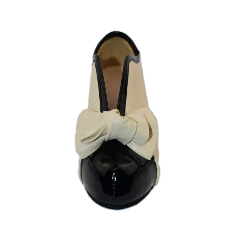 Women's Color Block High Heels with Bow Design