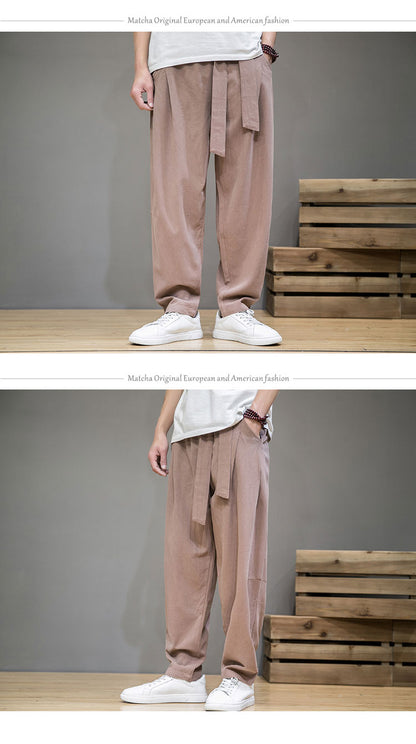 Chinese Style Men's Casual Loose Cotton Linen Trousers