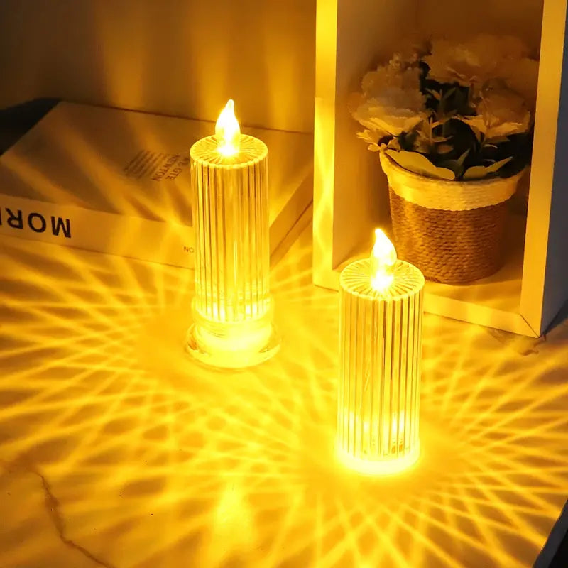 Warm LED Candle Lights with Diamond Stripe Projection
