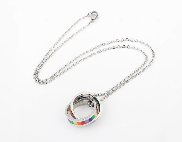 Rainbow Pride Couple Necklace in Titanium Steel