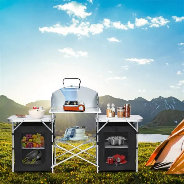 Foldable Camping Kitchen with Windshield Pockets