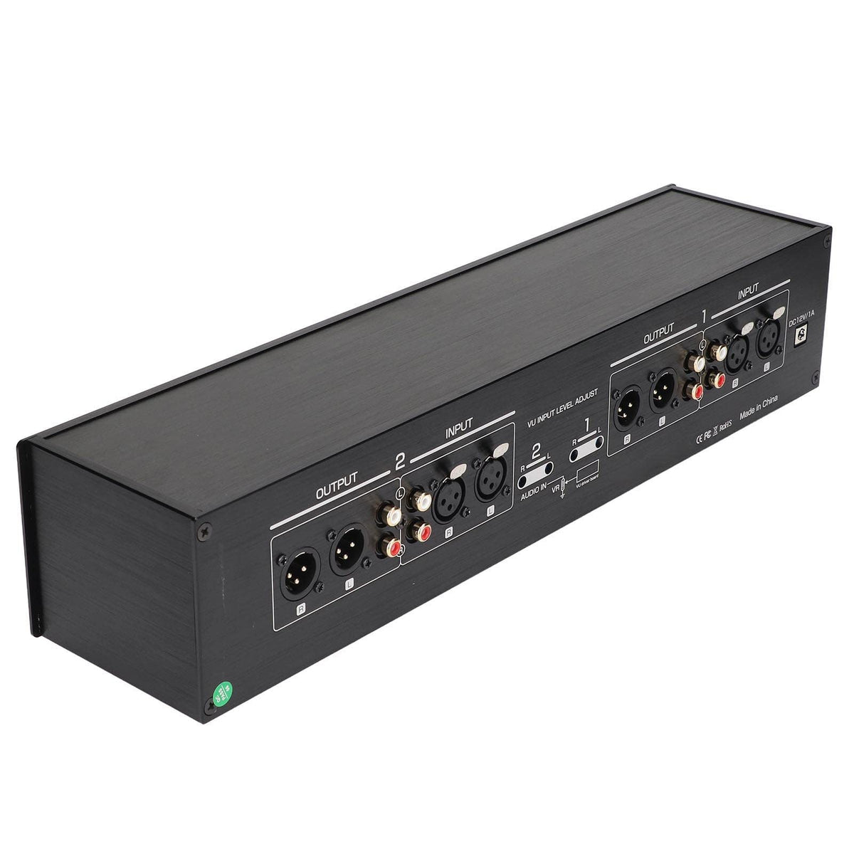 4 Way VU Meter 3 Gain DC 12V 1A Power Off Data Storage Analog Sound Level Meter for Audio Equipment US Plug