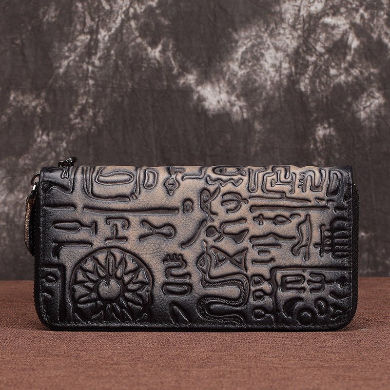 Vintage Oracle Leather Clutch Wallet for Women