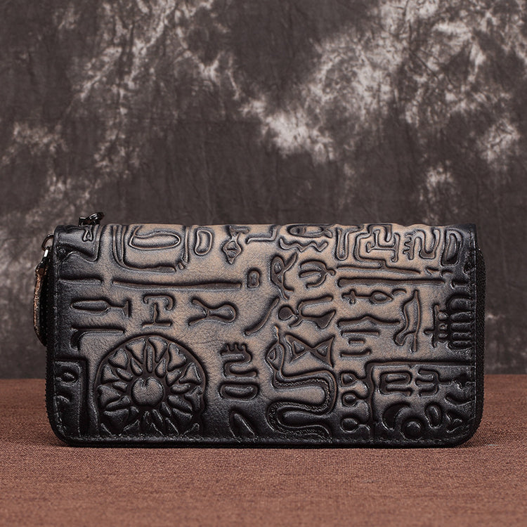 Vintage Oracle Leather Clutch Wallet for Women