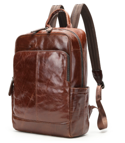 Top Layer Leather Computer Backpack