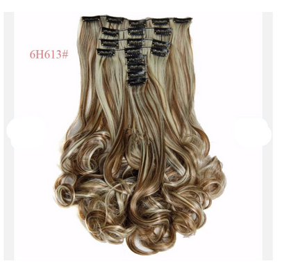 18-Piece Long Wavy Hair Extensions for Women