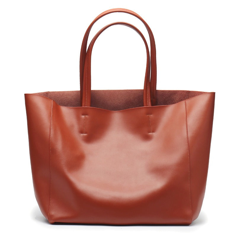 Large Capacity Leather Commuter Tote Bag
