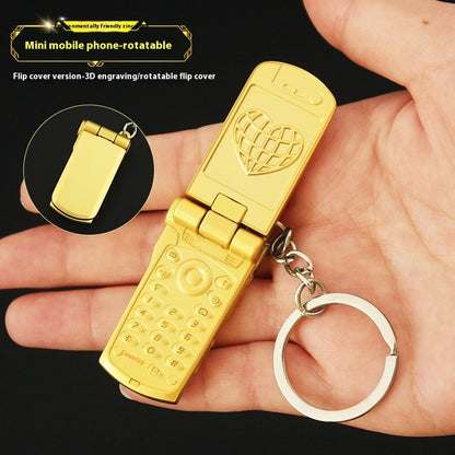 Mini Mobile Phone Flip Rotating Keychain