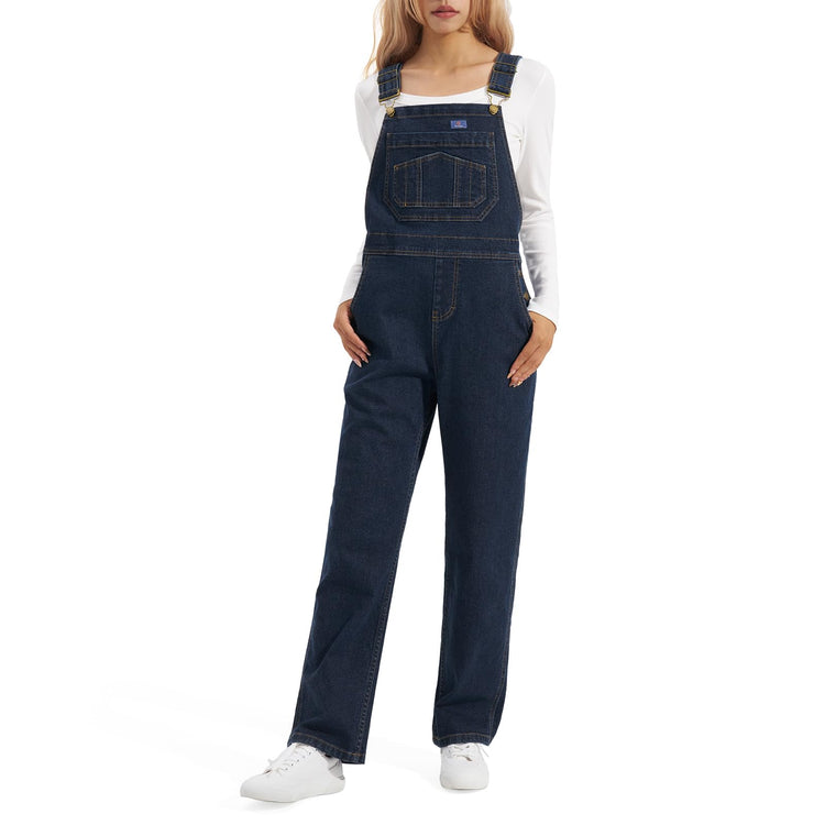 HISEA Womens Stretch Denim Bib Overalls Women Relaxed Fit Casual Straight Leg Jean Overall Workwear with Adjustable Strap and Pocket