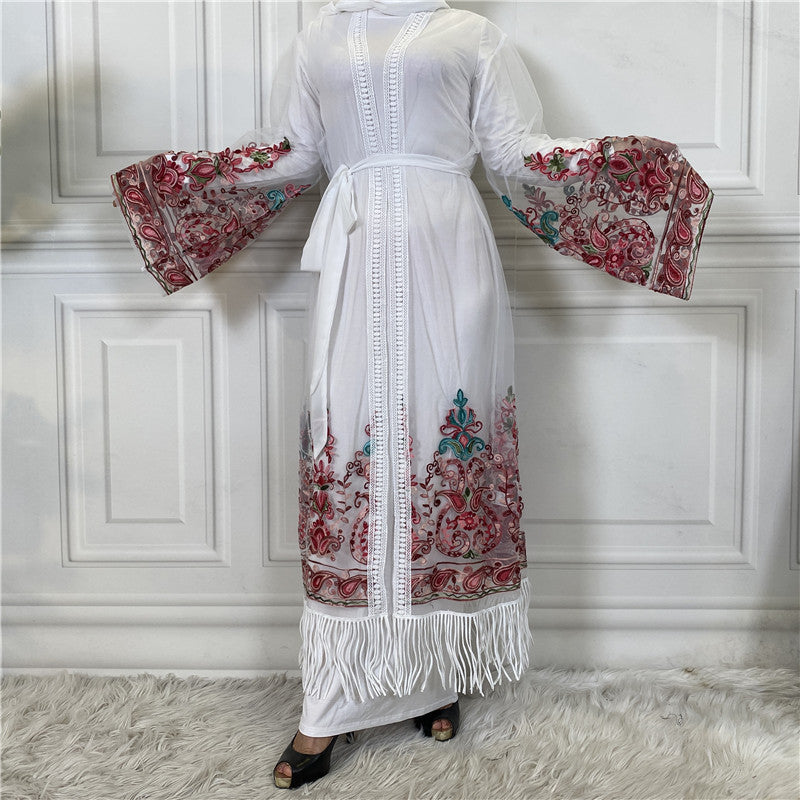 Embroidered Mesh Gown for Women Cardigan