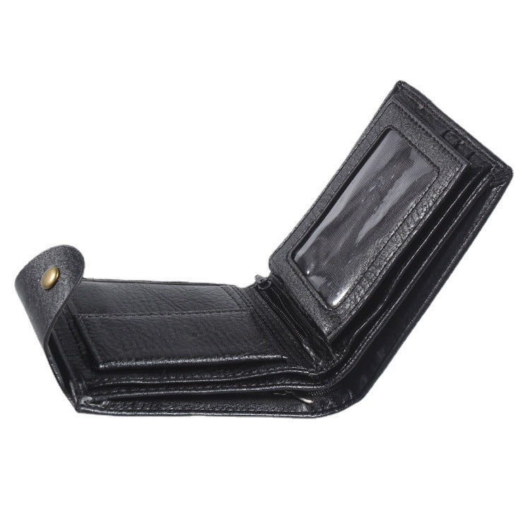 Men's Vintage Style Horizontal Leather Wallet with Clip