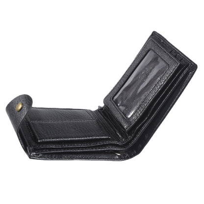 Men's Vintage Style Horizontal Leather Wallet with Clip