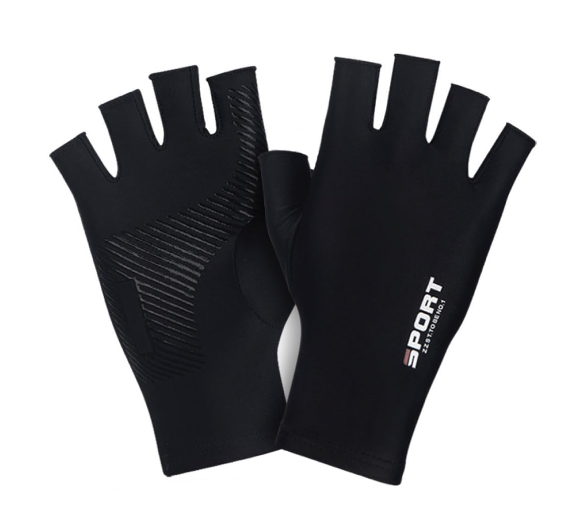 SUJAYU Fishing Gloves Men & Women Fingerless UV Protaction Gloves Driving Gloves Sailing Gloves Kayak Gloves Paddling Gloves Rowing Gloves UV Gloves Sun Gloves Sun Protection Gloves (Black Medium)