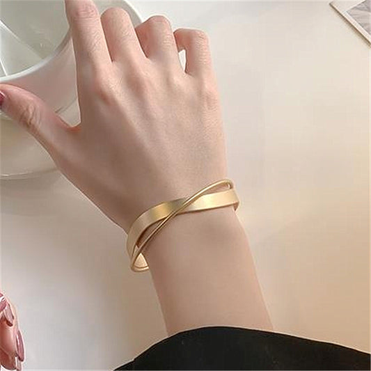 Simple Wave Cross Bracelet for Women's Fashion