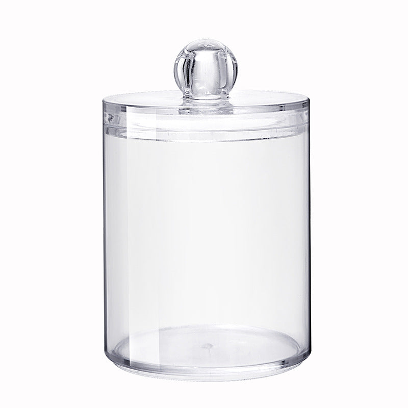 Crystal Round Cotton Swab Storage Box - Transparent Case