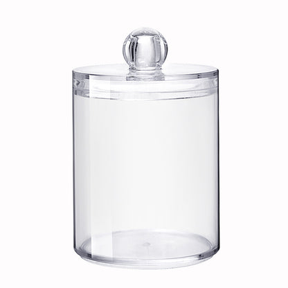 Crystal Round Cotton Swab Storage Box - Transparent Case