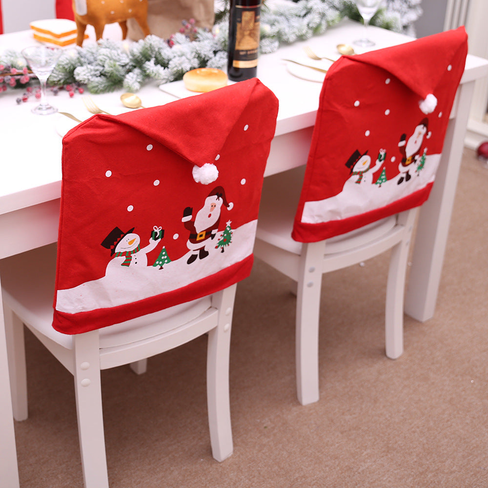 Christmas Non-Woven Fabric Chair Covers with Snowman Design