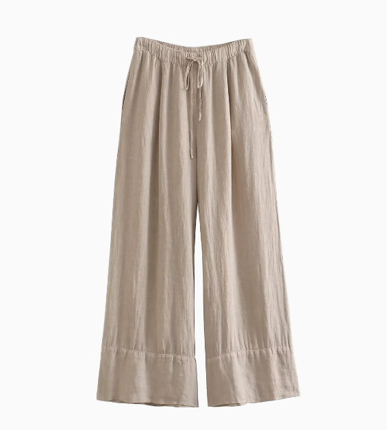 Linen Jacket with Wide-Leg Pants (One Piece)