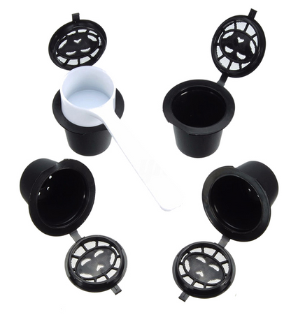 Reusable Coffee Capsule Set with Coffee Spoon (4 Pieces)